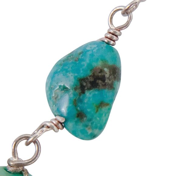 Lightweight Sterling Silver Turquoise-Hued Howlite Stone Long Dangle Earrings - Picture 5 of 11